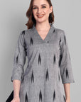 V Neck Ikkat Short Kurta