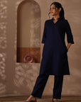 Rozana Navy Blue Kurta & Pant - Set of 2