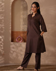Rozana Brown Kurta Pant - Set of 2