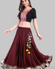 Black Cotton Silk Prince Cut Blouse with Banarasi Patch