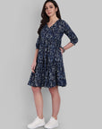 Indigo V neck graduated dress