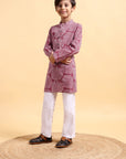 Pink Ajrak Cotton Kurta & Pajama Set