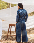 Indigo Elegance: Summer Blazer Co-ord Set