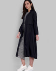 Enigmatic Black Cotton Overlay with Side Gathered Detailing
