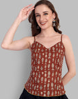 Fish Print Noodle Strap Top