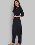 Dopahar Black Kurta Set with Gota Twist & Chiffon Dupatta - Set of 3