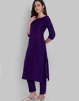 Key Hole Jamun Boat Neck Style With Elasticated Pant - Set of 2