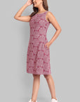 Cotton Pink Ajrak A Line Dress