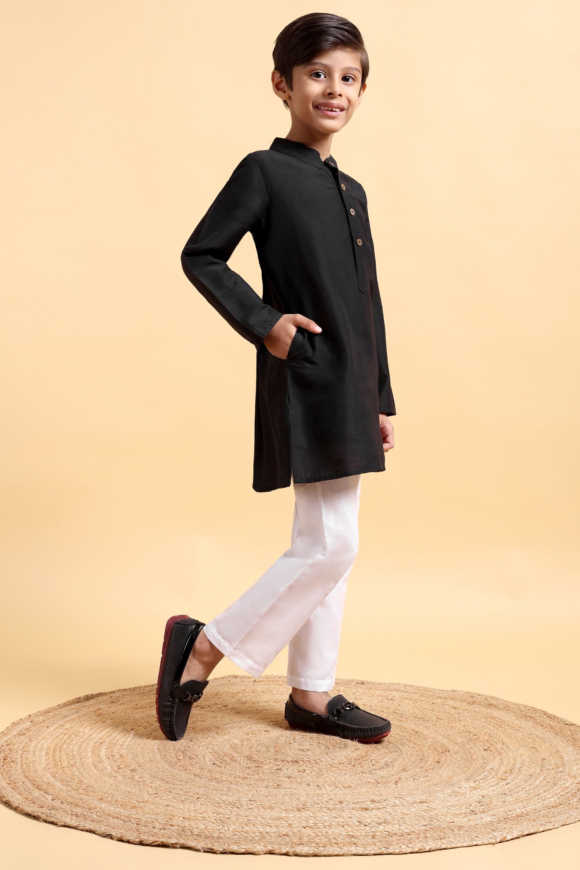 Boys Cotton Silk Kurta & Pajama
