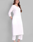 White Embroidery Kurta and Pant - Set of 2