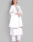 White Embriodery Kurta Pant & Dupatta