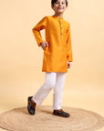 Mustard Cotton Silk Kurta & Pajama Set