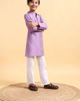 Mauve Cotton Silk Kurta & Pajama Set