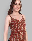 Fish Print Noodle Strap Top