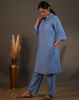 Rozana Sky Blue Kurta & Pant - Set of 2