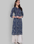 Meera Straight Indigo Kurta with Neck Detailing