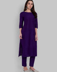 Key Hole Jamun Boat Neck Style With Elasticated Pant - Set of 2
