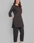 Handcrafted Embroidery Cotton Ajrak Co-ord Set