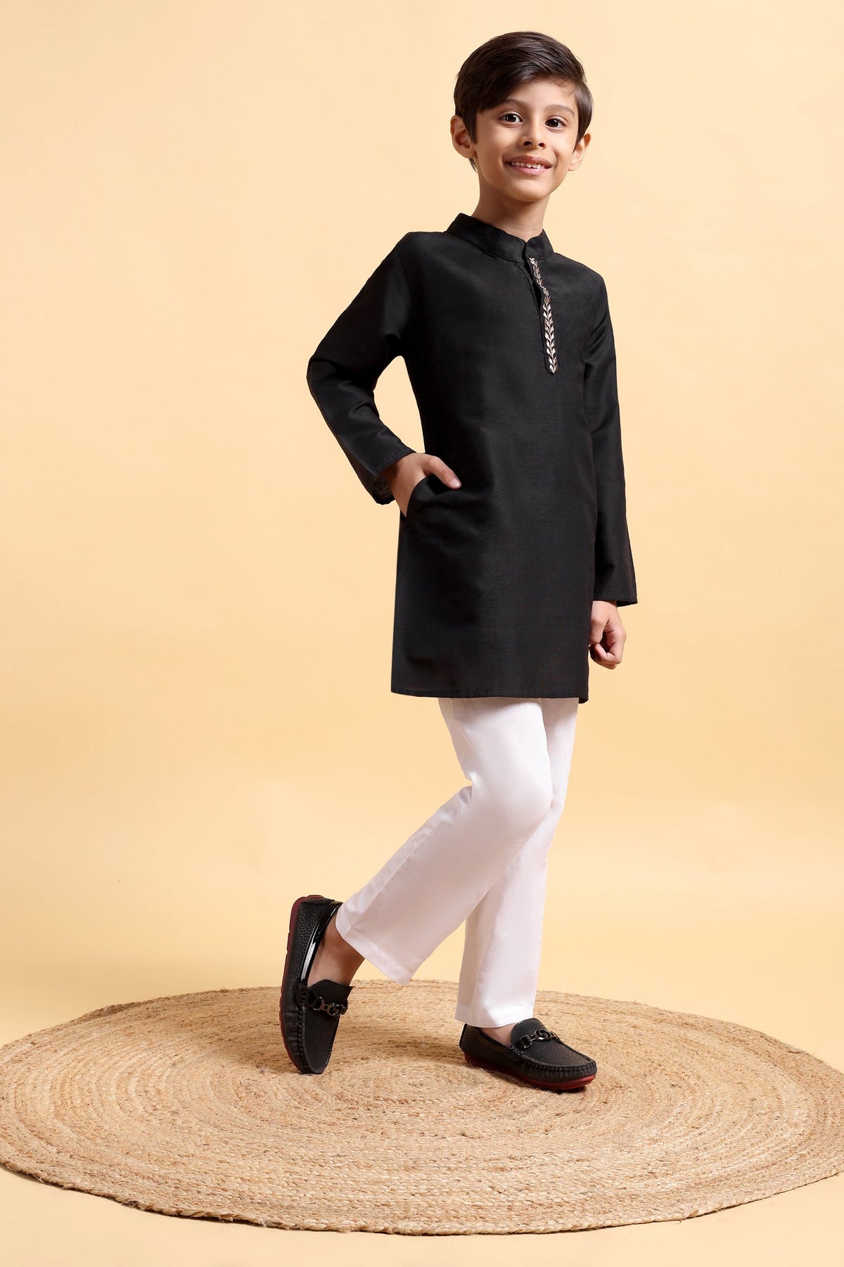 Boys Cotton Silk Embriodery Kurta & Pajama