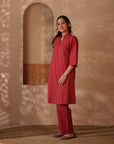 Rozana Brick Red Kurta & Pant - Set of 2