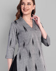 V Neck Ikkat Short Kurta