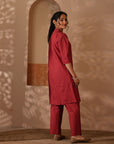 Rozana Brick Red Kurta & Pant - Set of 2