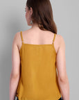 Mustard Rayon Noodle Strap Basic Top