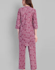 Handcrafted Embroidery Cotton Pink Co-ord Set