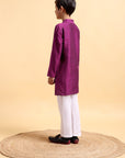 Purple Embriodery Cotton Silk Kurta & Pajama Set