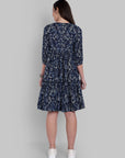 Indigo V neck graduated dress