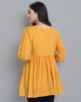 Mustard Mul Cotton Tunic - Mera Rang