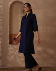 Rozana Navy Blue Kurta & Pant - Set of 2