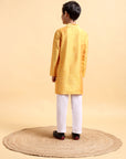 Yellow Embriodery Cotton Silk Kurta & Pajama Set
