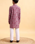 Pink Ajrak Cotton Kurta & Pajama Set