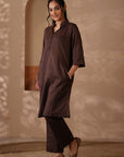 Rozana Brown Kurta Pant - Set of 2