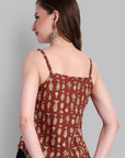 Fish Print Noodle Strap Top