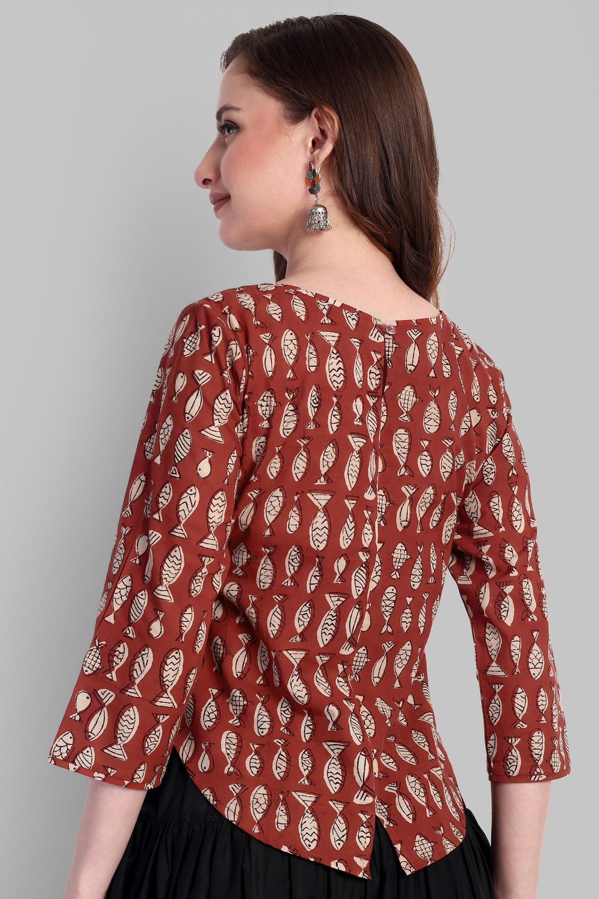 Fish Print Crop Top