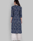 Meera Straight Indigo Kurta with Neck Detailing