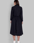 Enigmatic Black Cotton Overlay with Side Gathered Detailing