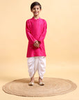 Hot Pink Embriodery Kurta and Dhoti Set