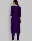 Key Hole Jamun Boat Neck Style With Elasticated Pant - Set of 2