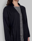 Enigmatic Black Cotton Overlay with Side Gathered Detailing