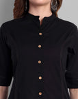 Black Printed Cotton Kurta Pant Set