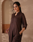 Rozana Brown Kurta Pant - Set of 2