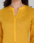 Dopahar Yellow Kurta with Gota Twist & Chiffon Dupatta - Set of 3