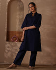 Rozana Navy Blue Kurta & Pant - Set of 2