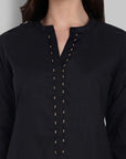 Dopahar Black Kurta Set with Gota Twist & Chiffon Dupatta - Set of 3