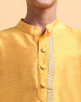 Yellow Embriodery Cotton Silk Kurta & Pajama Set