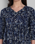 Indigo V neck graduated dress
