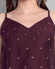 Burgundy Cotton Silk Embriodery Top